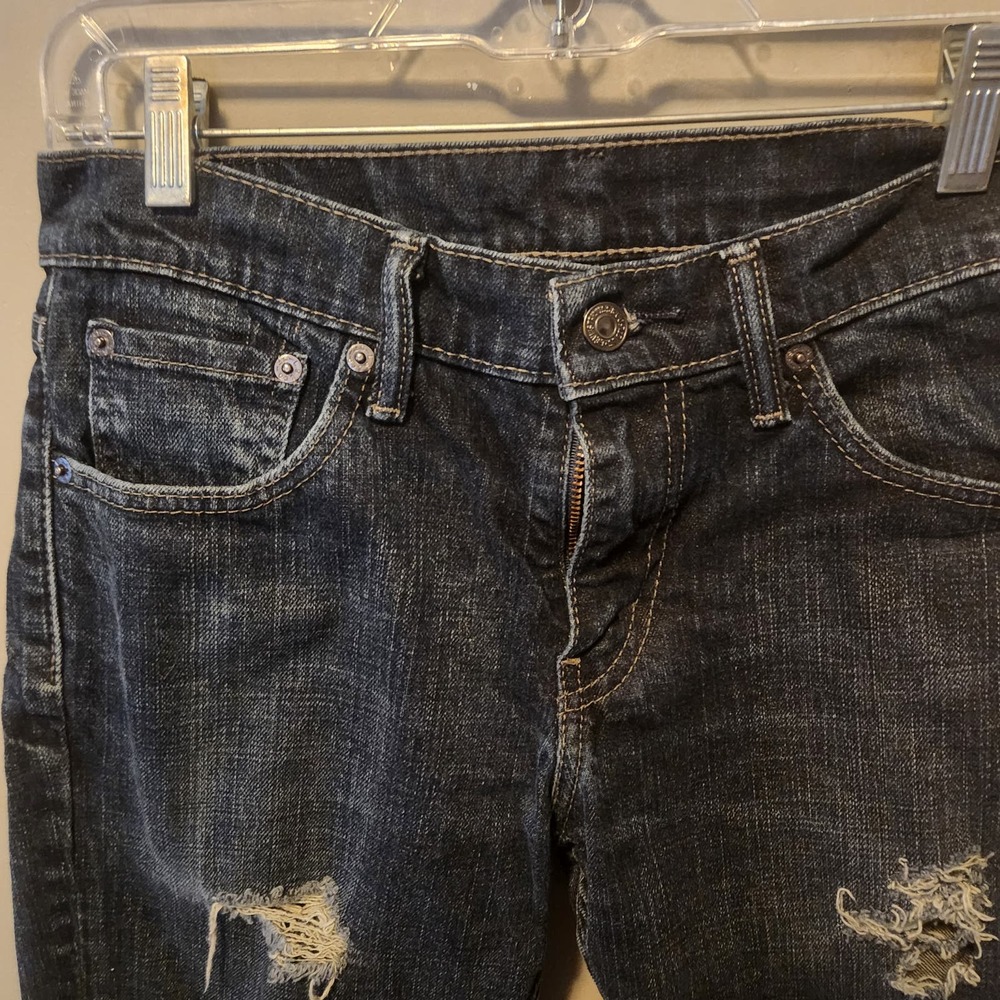 Levi's Vintage 511 Slim Fit Straight black ripped stretch jeans men's 29 X 30 - Picture 4 of 8